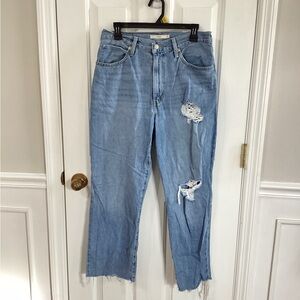 Levi's Women's '94 Baggy Size 30 Distressed Straight Jeans Raw hem